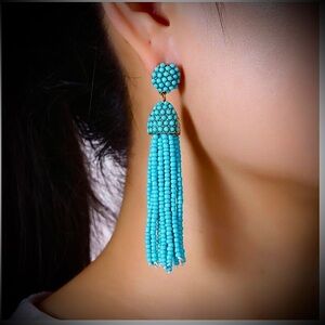 MIXIT Turquoise Beaded Tassel Earrings